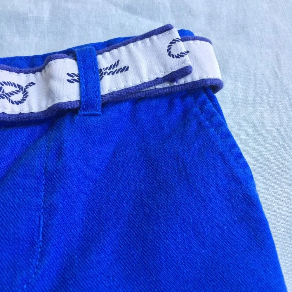 Ralph Lauren bright blue linen cotton twill pants with nautical knot belt